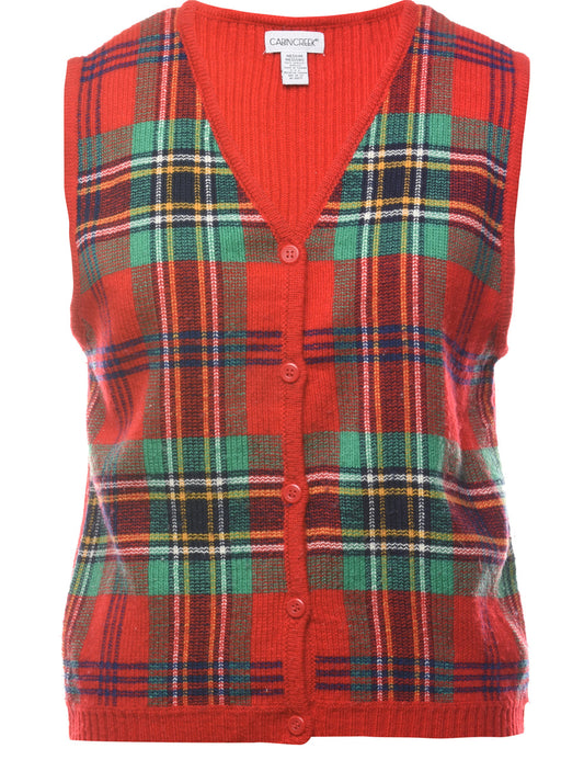 Checked Sweater Vest - M